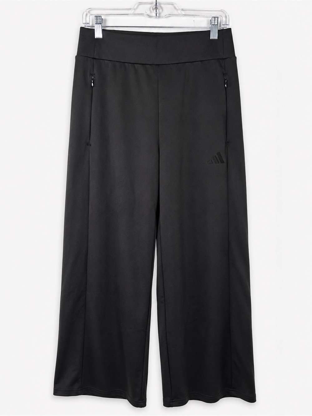 adidas Active Wide Leg Pants Black Women’s Medium Stretch Zip Pocket Athleisure